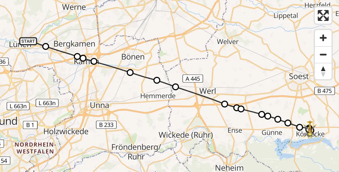 Routekaart van de vlucht: Rettungshubschrauber nach Berlingsen, Haarweg