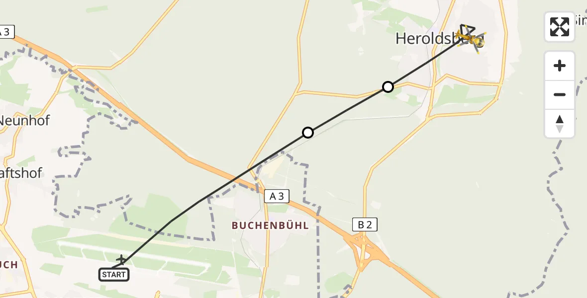 Routekaart van de vlucht: Rettungshubschrauber nach Heroldsberg, Egerlandstraße
