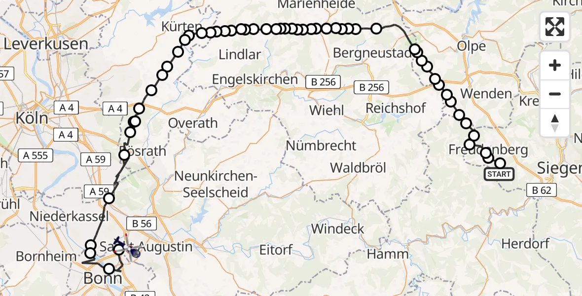 Flugroute Polizeihubschrauber Niederndorf - Meindorf, 09 Februar 2026, 13:41