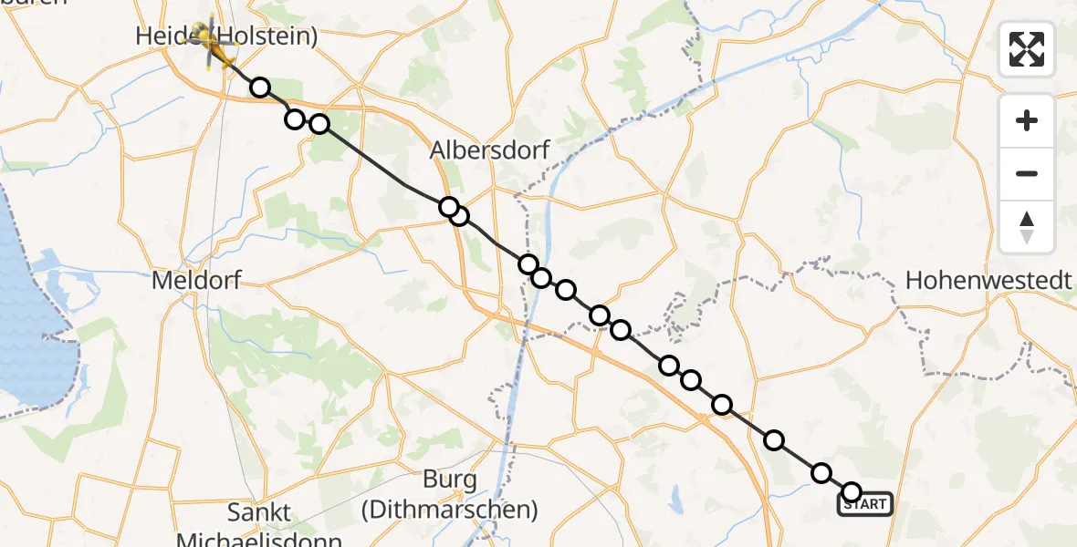 Flugroute Rettungshubschrauber Hohenlockstedt - Heide, 09 Februar 2026, 14:15