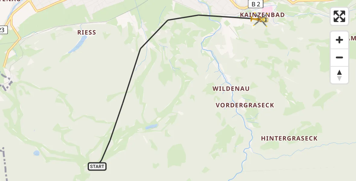 Flugroute Rettungshubschrauber Garmisch-Partenkirchen - Garmisch-Partenkirchen Clinic Heliport, 09 Februar 2026, 15:36