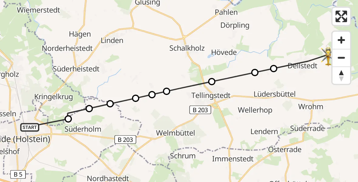 Routekaart van de vlucht: Rettungshubschrauber nach Dellstedt