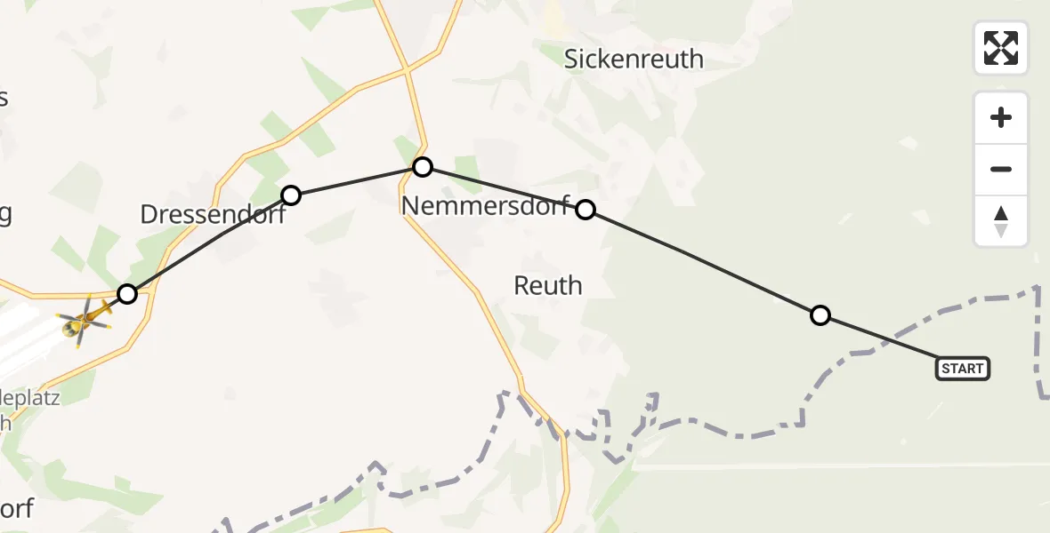 Flugroute Rettungshubschrauber Weidenberg - Bayreuth Airport, 09 Februar 2026, 15:47