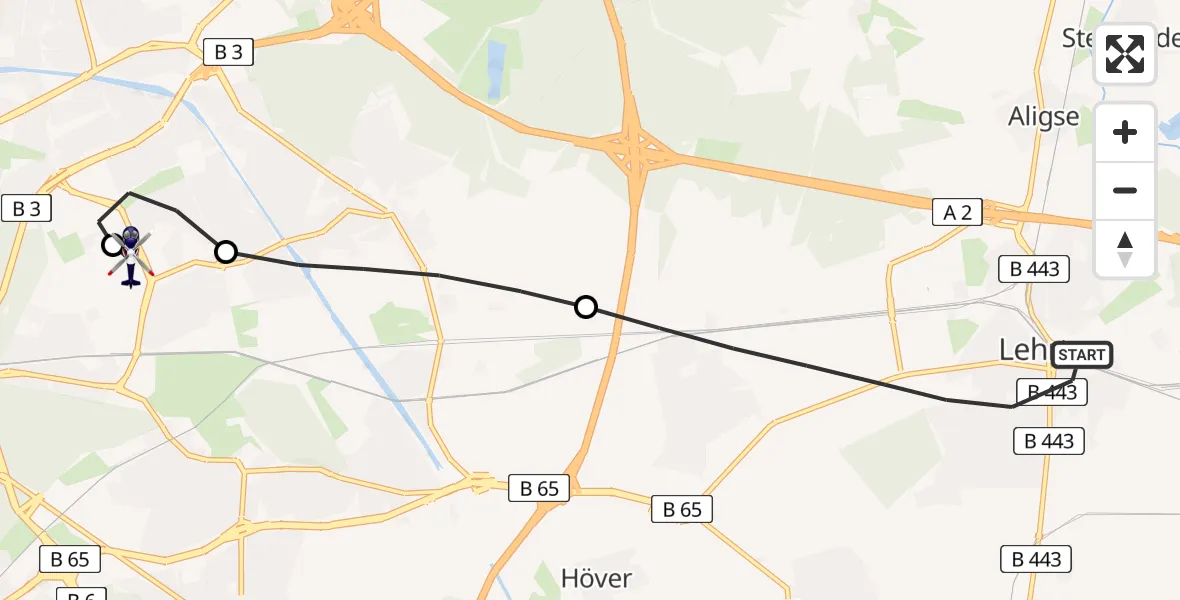Flugroute Polizeihubschrauber Lehrte - Hannover Air Rescue Heliport (Christoph 4), 09 Februar 2026, 16:01