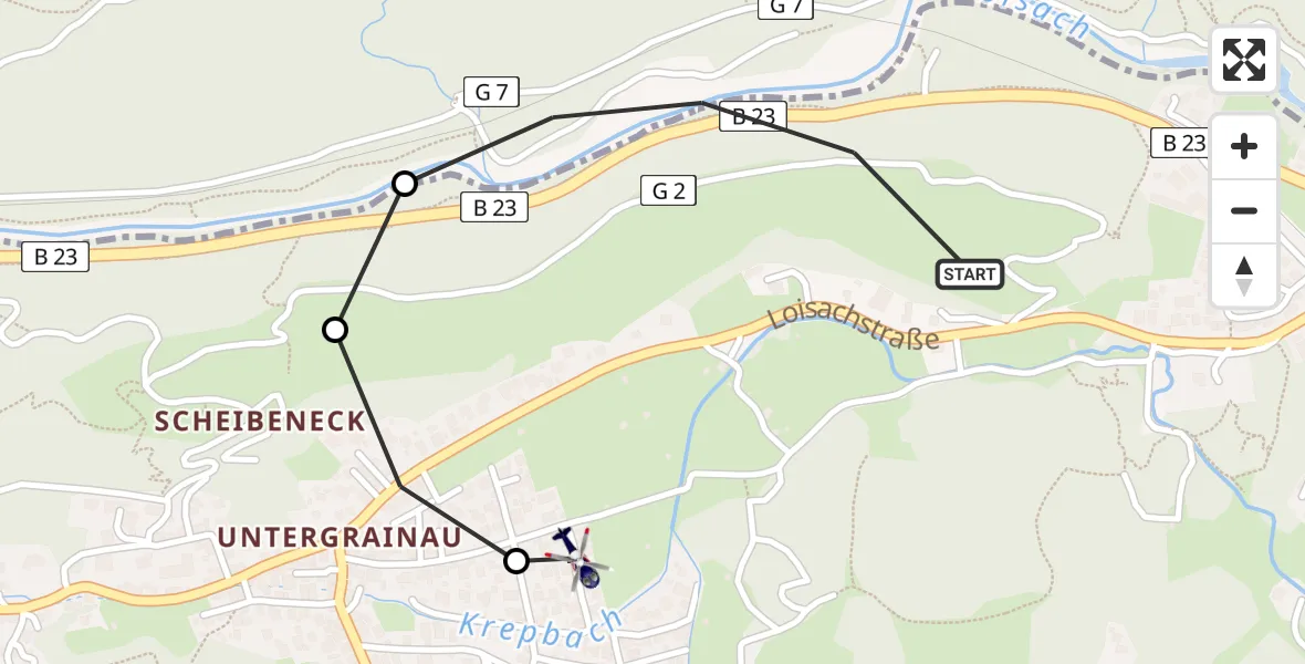 Flugroute Polizeihubschrauber Grainau - Hammersbach, 09 Februar 2026, 16:21