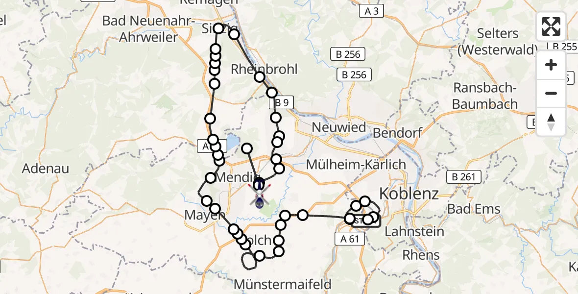 Routekaart van de vlucht: Polizeihubschrauber nach Thür, L 120