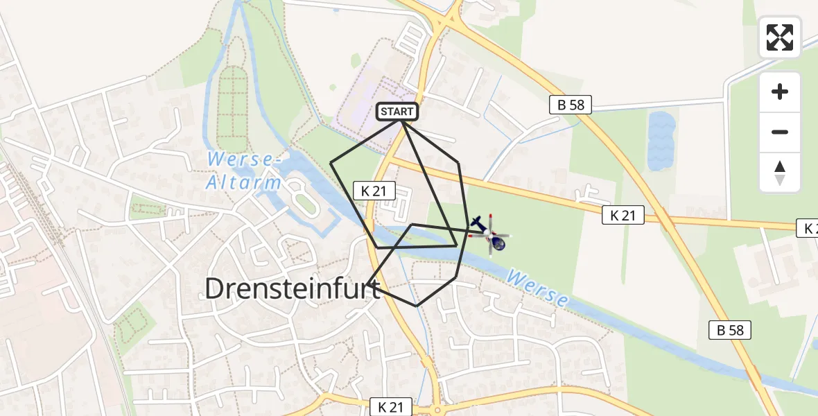 Flugroute Polizeihubschrauber Drensteinfurt - Drensteinfurt, 10 Februar 2026, 03:41