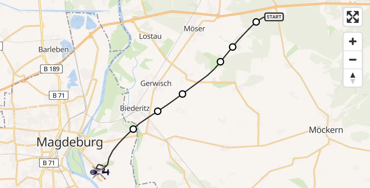 Flugroute Polizeihubschrauber Burg - Magdeburg, 10 Februar 2026, 07:14