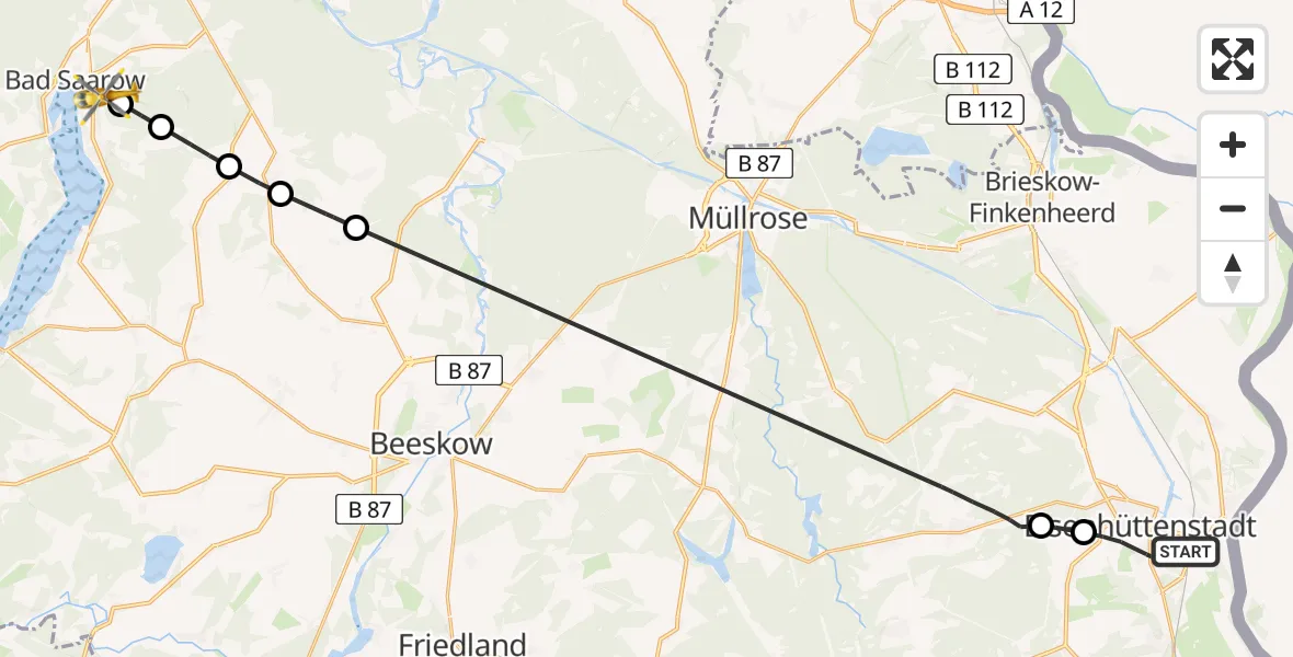Routekaart van de vlucht: Rettungshubschrauber nach Bad Saarow, Geschwister-Scholl-Ring