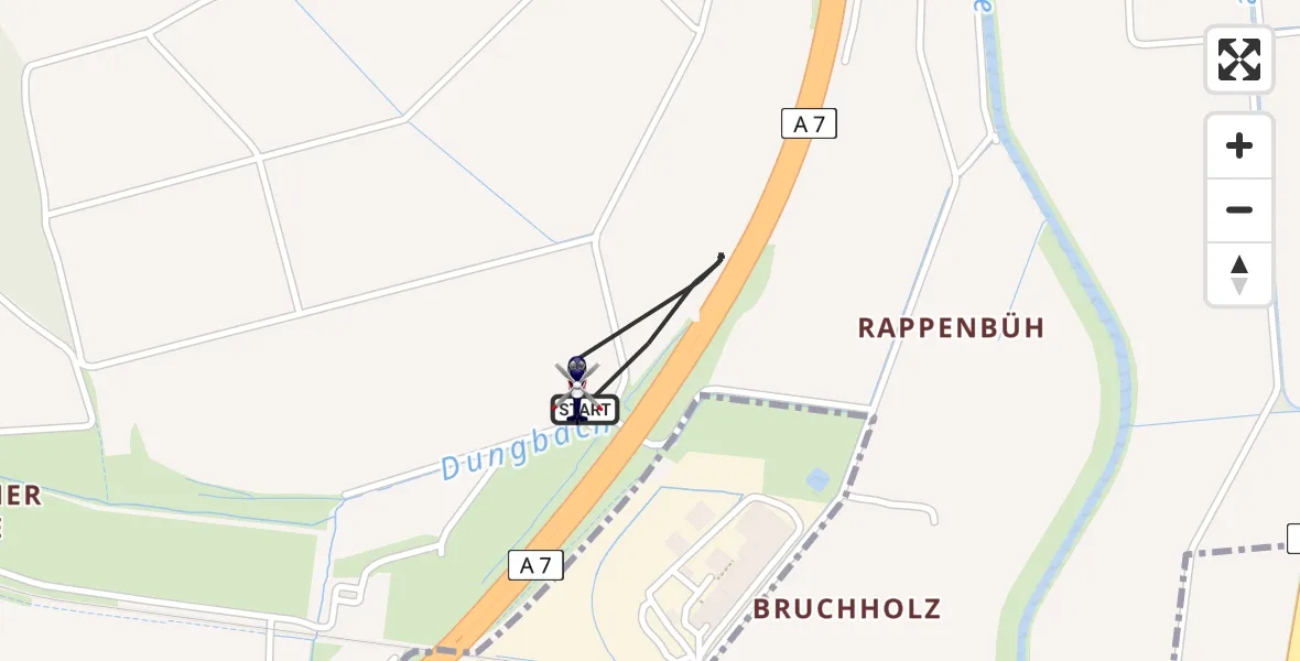 Flugroute Polizeihubschrauber Bovenden - Bovenden, 10 Februar 2026, 09:09