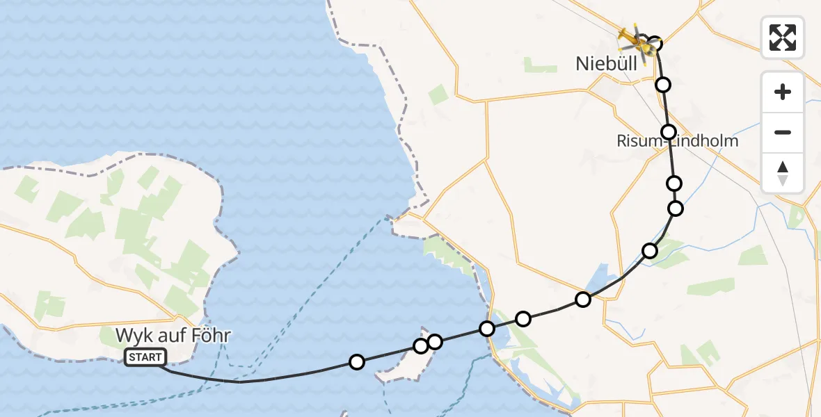 Routekaart van de vlucht: Rettungshubschrauber nach Niebüll, Gather Landstraße