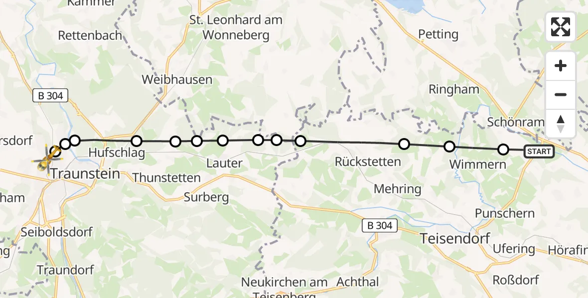 Routekaart van de vlucht: Rettungshubschrauber nach Traunstein Hospital Helipad