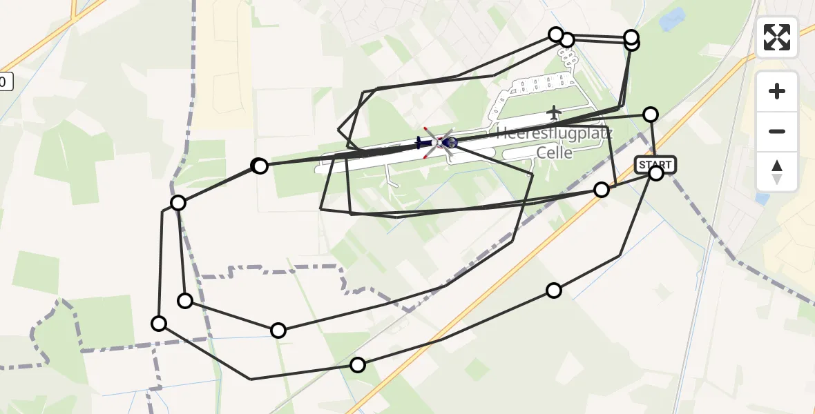 Flugroute Polizeihubschrauber Dasselsbruch - Celle Army Airfield, 10 Februar 2026, 10:17