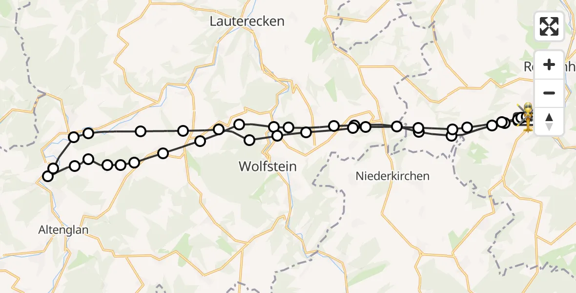 Flugroute Rettungshubschrauber Imsweiler UL - Imsweiler UL, 10 Februar 2026, 10:34