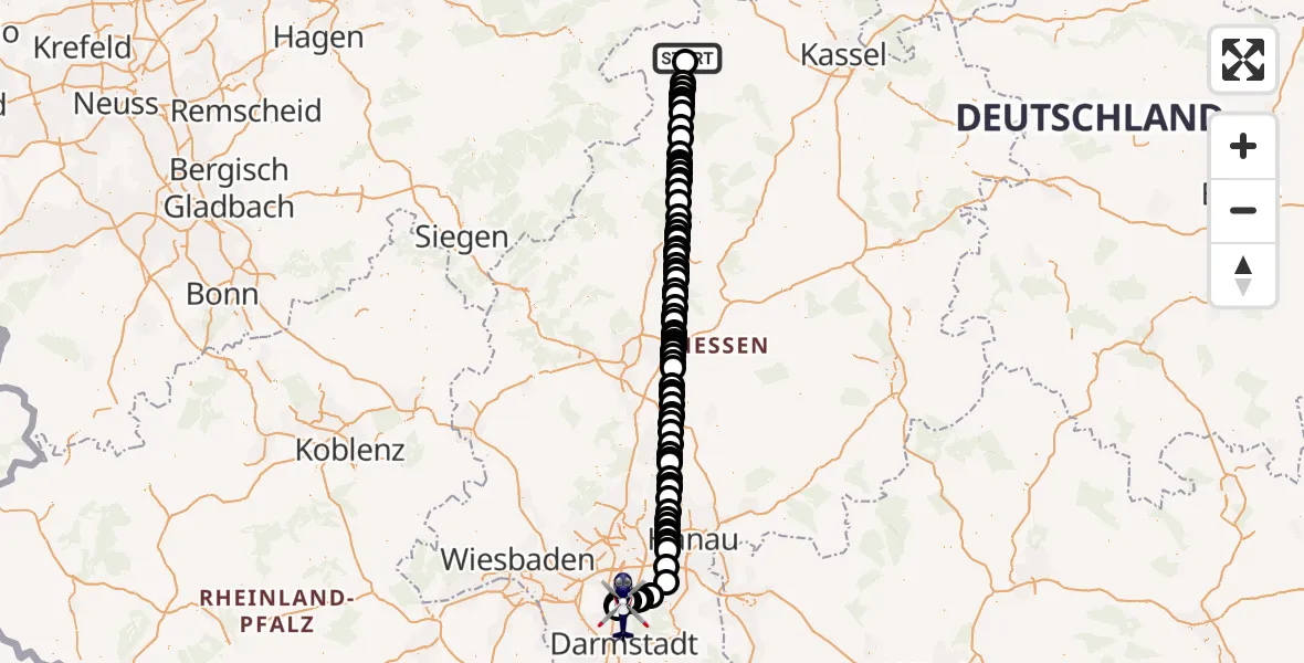 Routekaart van de vlucht: Polizeihubschrauber nach Frankfurt-Egelsbach Airport