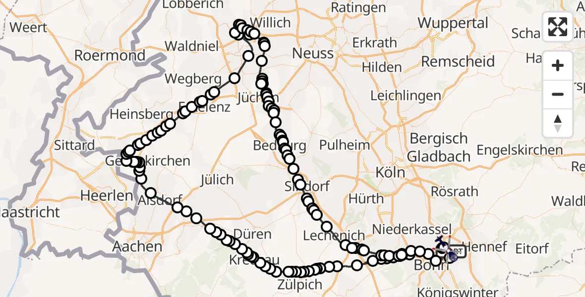 Flugroute Polizeihubschrauber Sankt Augustin - Sankt Augustin, 10 Februar 2026, 11:13
