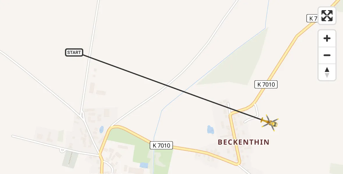 Routekaart van de vlucht: Rettungshubschrauber nach Gumtow, K 7010