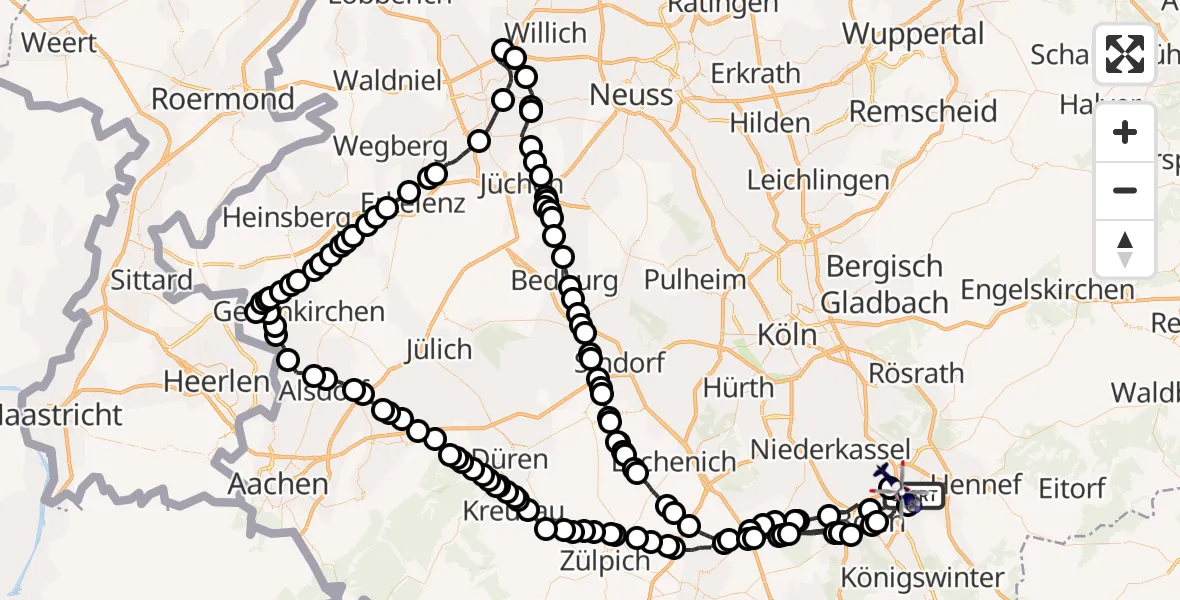 Flugroute Polizeihubschrauber Sankt Augustin - Meindorf, 10 Februar 2026, 11:26