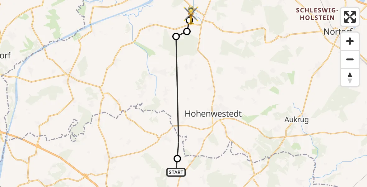 Flugroute Rettungshubschrauber Peissen - Hamweddel, 10 Februar 2026, 11:26