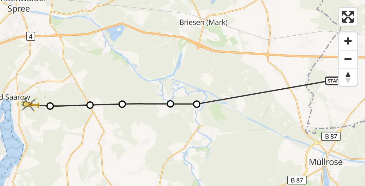 Flugroute Rettungshubschrauber Lichtenberg - Bad Saarow, 10 Februar 2026, 12:17