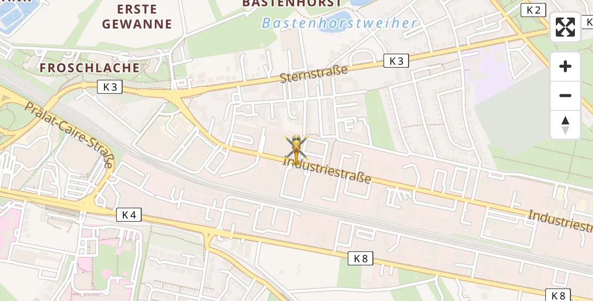 Flugroute Rettungshubschrauber Ludwigshafen am Rhein - Ludwigshafen am Rhein, 10 Februar 2026, 12:45