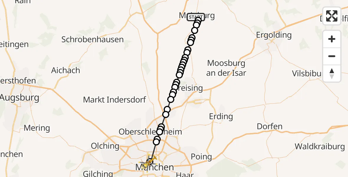Routekaart van de vlucht: Rettungshubschrauber nach Deutsches Herzzentrum München Heliport