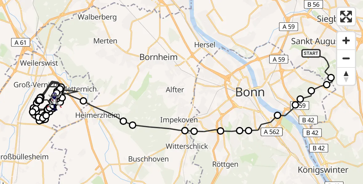 Flugroute Polizeihubschrauber Sankt Augustin - Weilerswist, 10 Februar 2026, 13:32