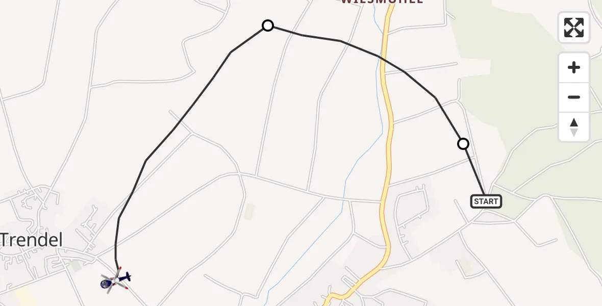 Flugroute Polizeihubschrauber Trendel - Trendel, 10 Februar 2026, 13:59