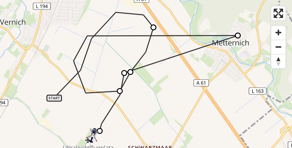 Flugroute Polizeihubschrauber Weilerswist - Weilerswist UL, 10 Februar 2026, 14:23