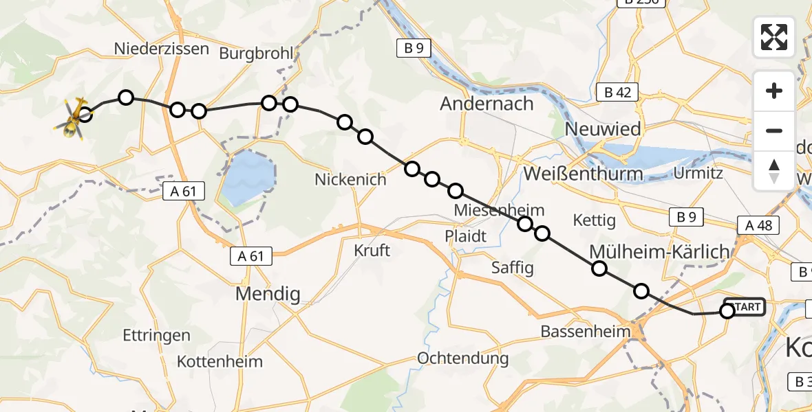 Routekaart van de vlucht: Rettungshubschrauber nach Brenk, K 49