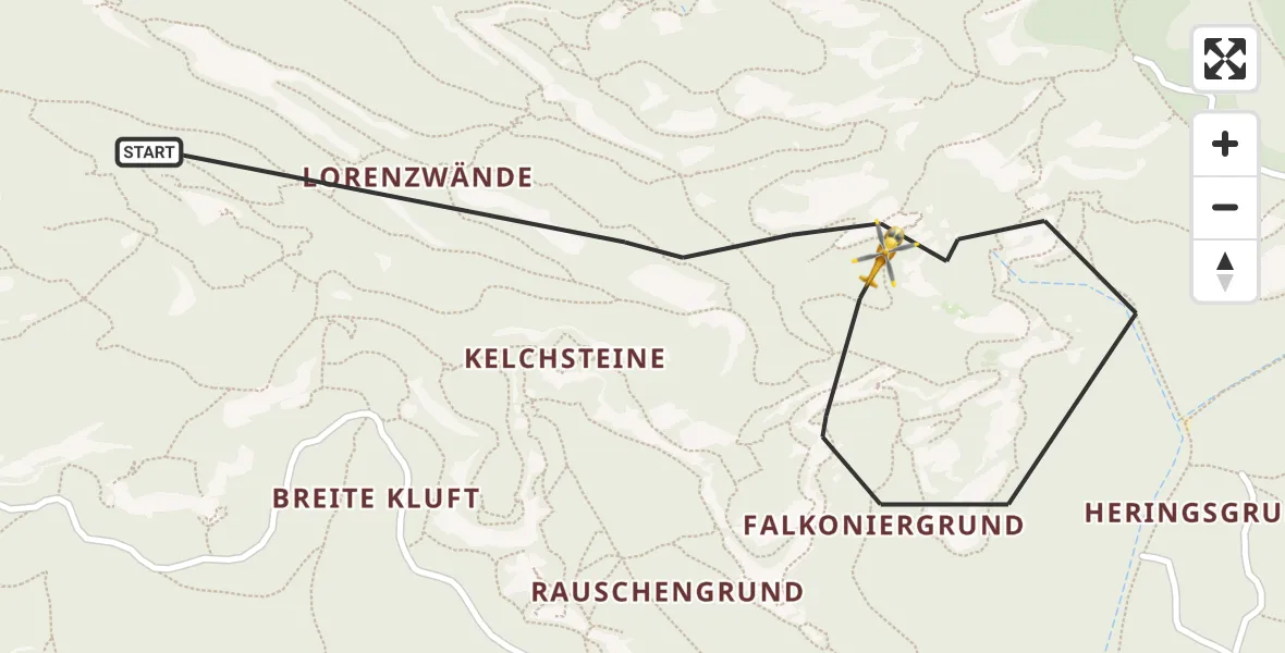 Flugroute Rettungshubschrauber Bad Schandau - Bad Schandau, 10 Februar 2026, 15:26