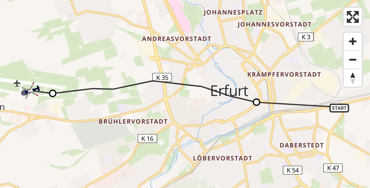 Flugroute Polizeihubschrauber Dittelstedt - Erfurt-Weimar Airport, 10 Februar 2026, 15:58