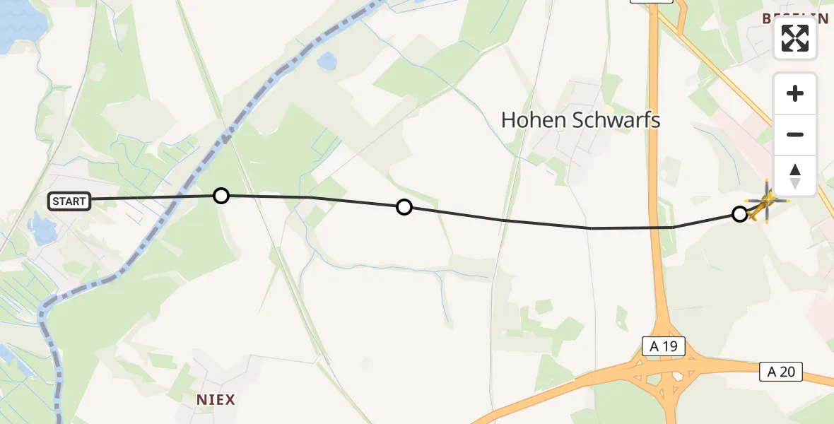 Routekaart van de vlucht: Ambulanzhubschrauber nach Dummerstorf, Zum Fuchsbau