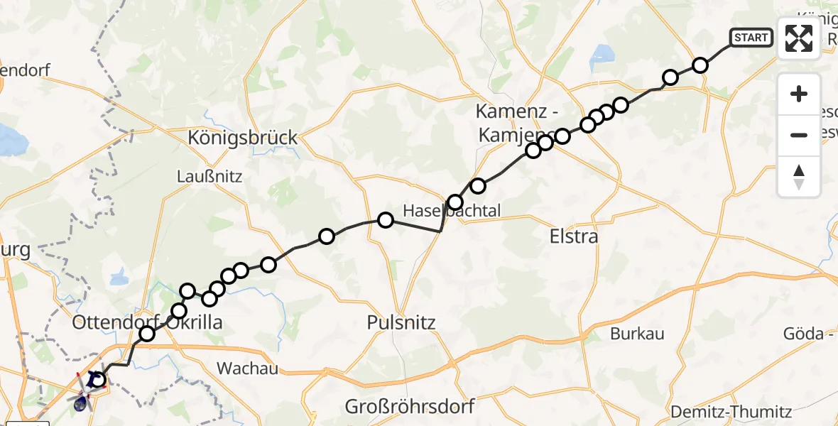 Routekaart van de vlucht: Polizeihubschrauber nach Dresden, Radeburger Landstraße