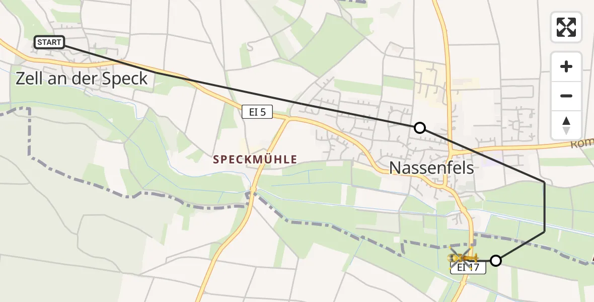 Routekaart van de vlucht: Rettungshubschrauber nach Egweil, EI 17