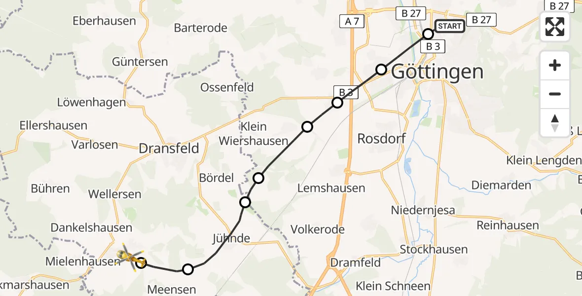 Routekaart van de vlucht: Rettungshubschrauber nach Scheden, Alte Siedlung