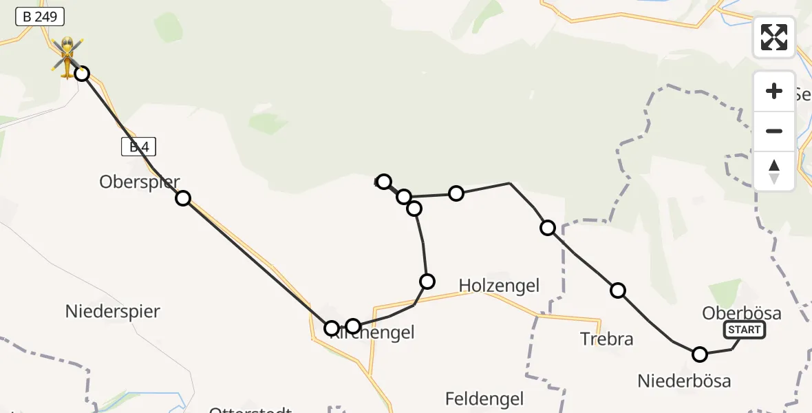 Routekaart van de vlucht: Rettungshubschrauber nach Sondershausen, B 4