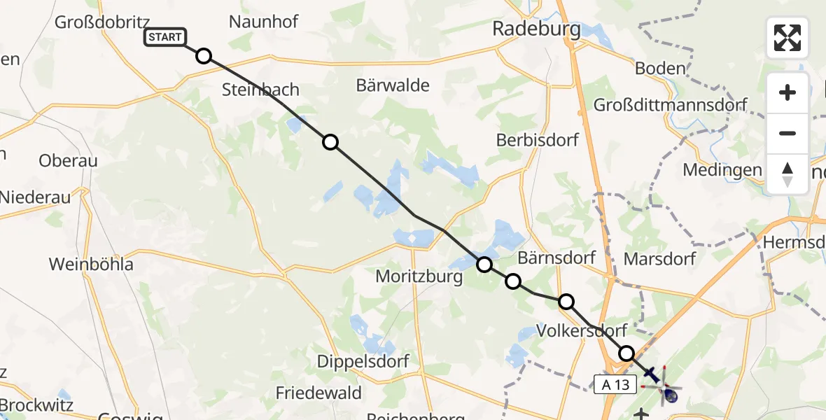 Flugroute Polizeihubschrauber Niederau - Dresden Airport, 11 Februar 2026, 09:57