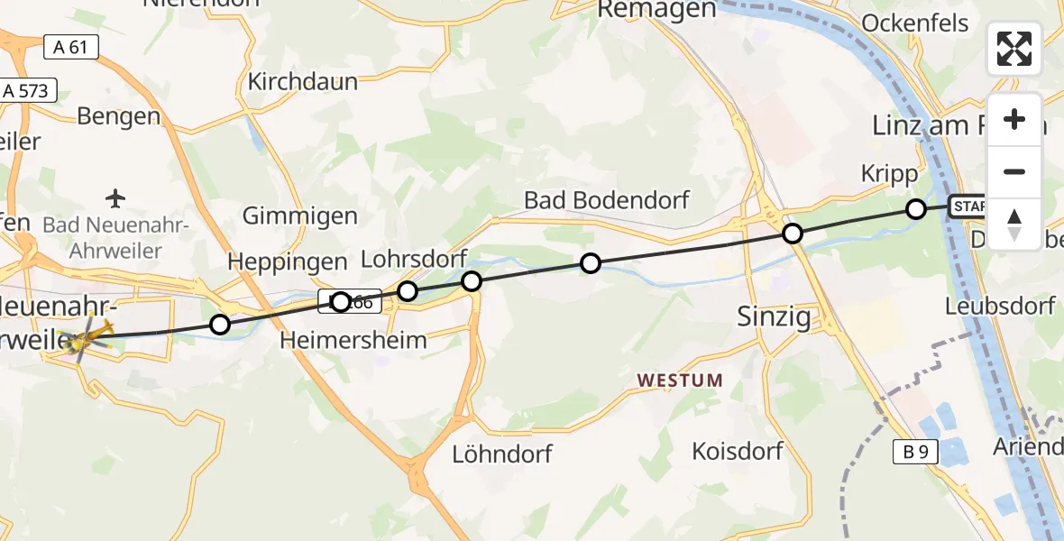 Routekaart van de vlucht: Ambulanzhubschrauber nach Bad Neuenahr-Ahrweiler, Am Dahliengarten