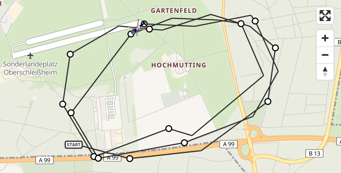 Flugroute Polizeihubschrauber Feldmoching-Hasenbergl - Oberschleissheim Heliport, 11 Februar 2026, 11:14