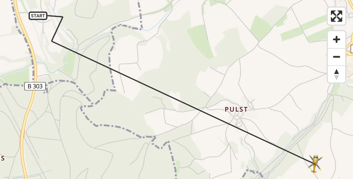 Flugroute Rettungshubschrauber Sessenreuth - Marktschorgast, 11 Februar 2026, 12:07