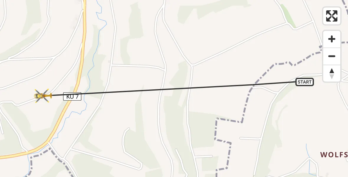 Flugroute Rettungshubschrauber Busbach - Trumsdorf, 11 Februar 2026, 13:05