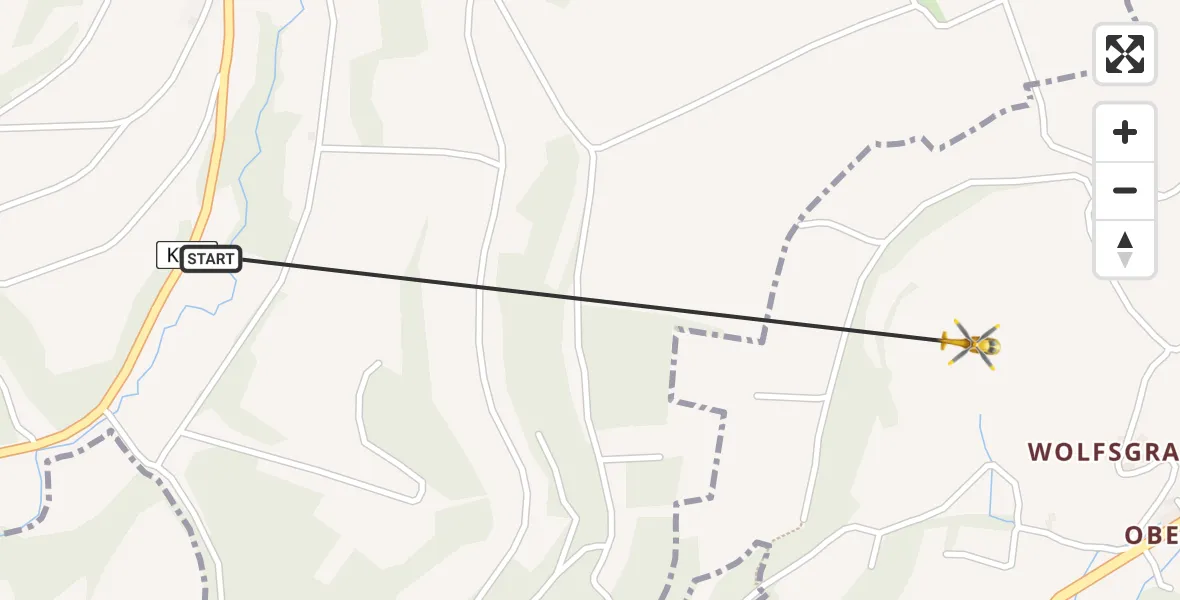 Flugroute Rettungshubschrauber Trumsdorf - Busbach, 11 Februar 2026, 13:33