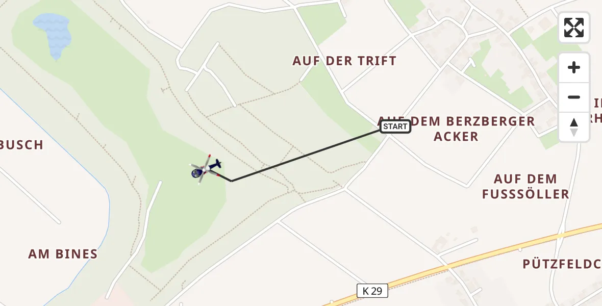Flugroute Polizeihubschrauber Berzbuir - Berzbuir, 11 Februar 2026, 13:38