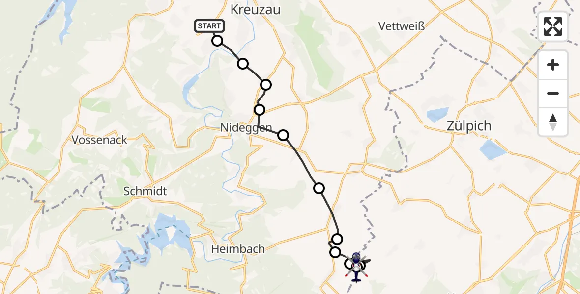 Flugroute Polizeihubschrauber Langenbroich - Berg, 11 Februar 2026, 13:48