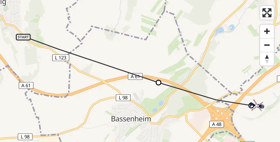 Flugroute Polizeihubschrauber Saffig - Rübenach, 11 Februar 2026, 15:19