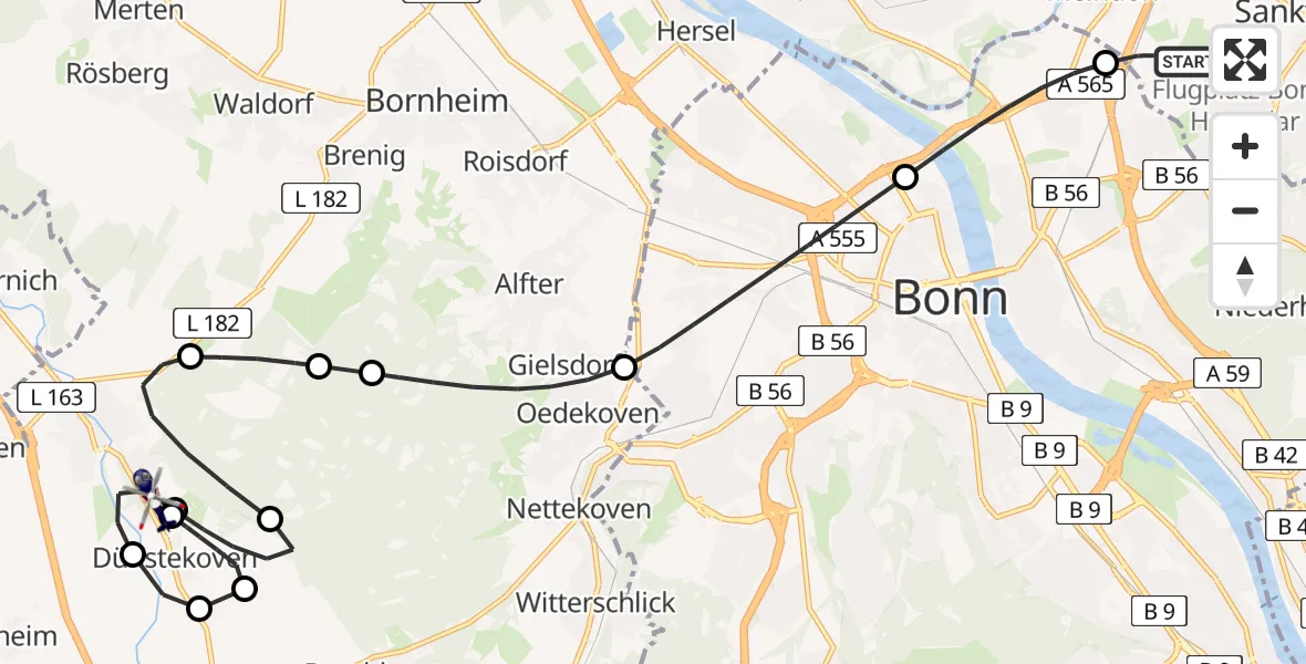 Flugroute Polizeihubschrauber Sankt Augustin - Heimerzheim, 11 Februar 2026, 17:23