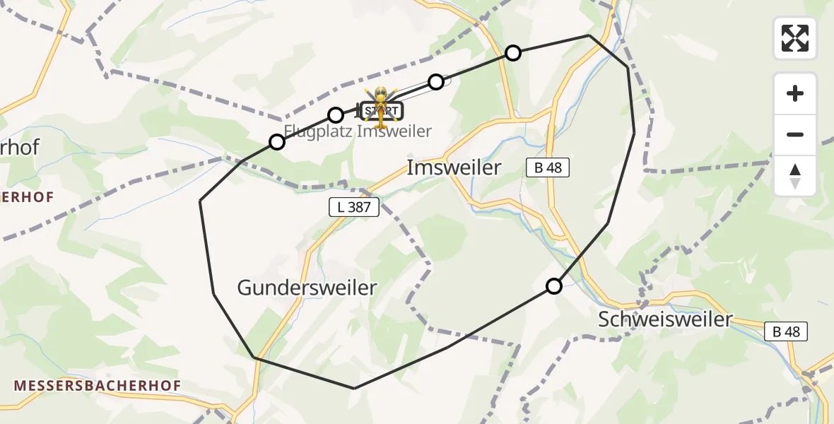 Flugroute Rettungshubschrauber Imsweiler UL - Imsweiler UL, 11 Februar 2026, 18:22