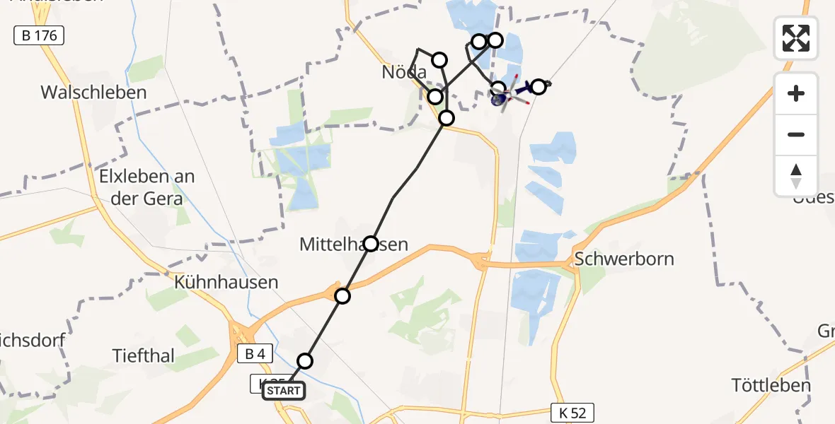 Flugroute Polizeihubschrauber Erfurt - Erfurt, 11 Februar 2026, 20:44