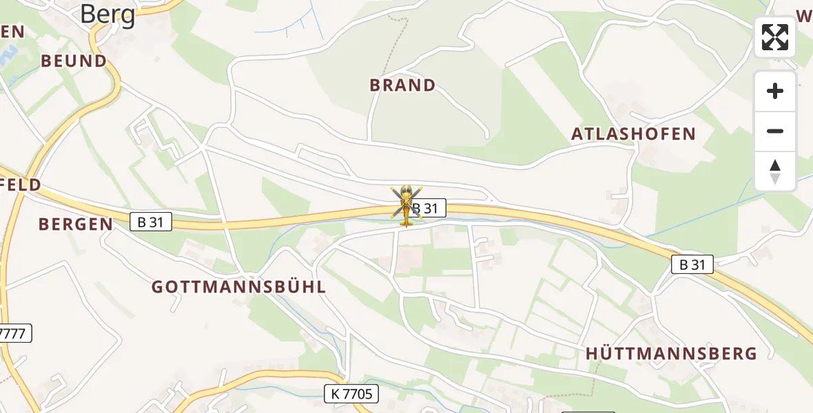 Flugroute Rettungshubschrauber Berg - Berg, 12 Februar 2026, 06:19